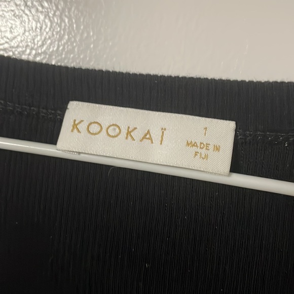 Kookai Black Scoop Neck Long Sleeve Crop - Picture 4 of 5